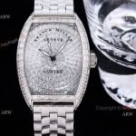 Iced Out Franck Muller Cintree Curvex Silver Bust Down Watch 43mm